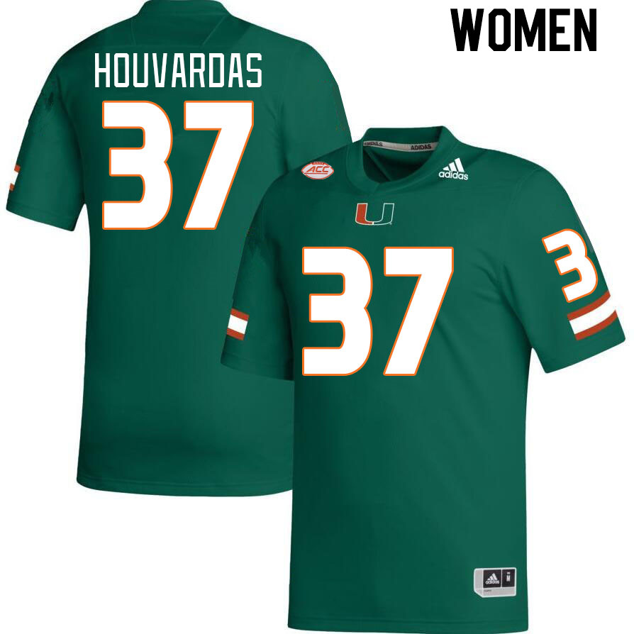 Women #37 Emmanuel Houvardas Miami Hurricanes College Football Jerseys Stitched-Green